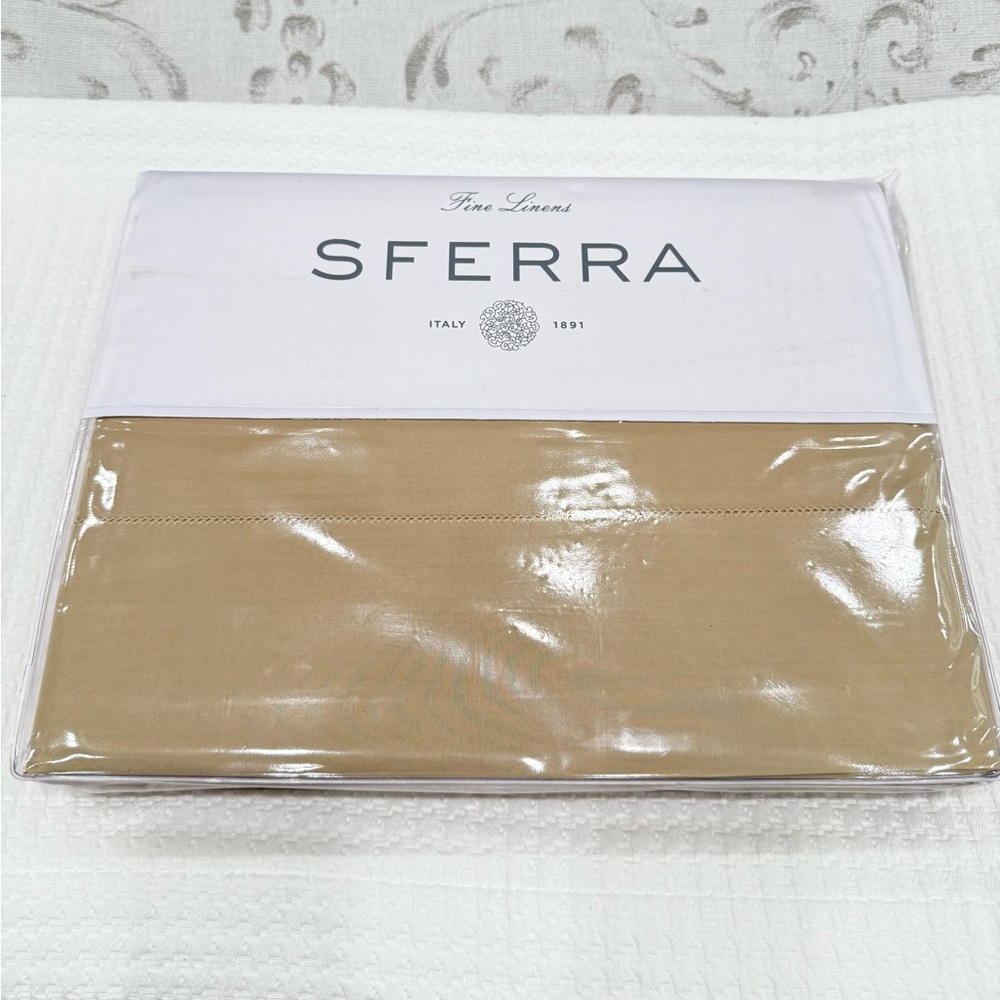 SFERRA LEONARDO PERCALE 4-PIECE KING SHEET SET IN OAT BROWN MADE IN ITALY